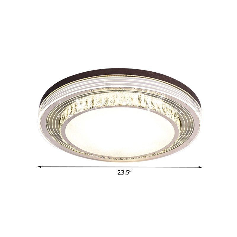 Minimalist LED Flush Mount Ceiling Lamp - Clear Crystal Circular Flush Light Fixture for Bedroom