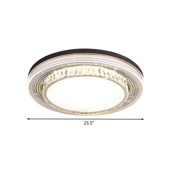 Minimalist LED Flush Mount Ceiling Lamp - Clear Crystal Circular Flush Light Fixture for Bedroom