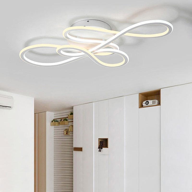 31.5/39 Modern Acrylic Led Semi-Flush Ceiling Light - Twisted Design Warm/White For Living Room