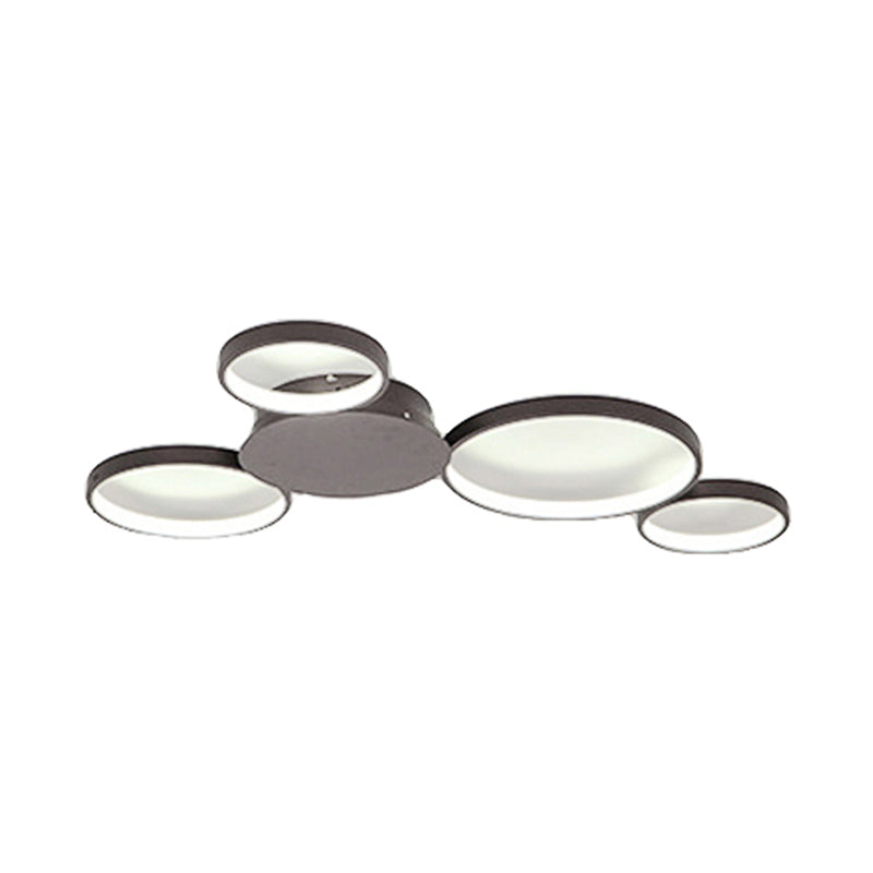 33.5" - 47" Wide White/Brown Ring Light LED Ceiling Flush Mount Lamp in Warm/White/Natural Light