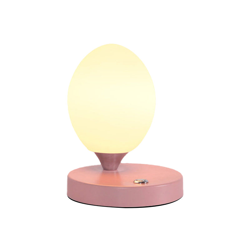 Opal Glass Egg Shell Night Light Macaron Lamp - Single-Bulb Table Stand For Bedside Pink/Blue/Yellow