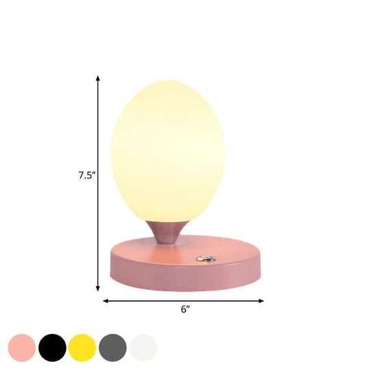 Opal Glass Egg Shell Night Light Macaron Lamp - Single-Bulb Table Stand For Bedside Pink/Blue/Yellow