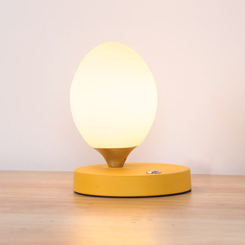 Opal Glass Egg Shell Night Light Macaron Lamp - Single-Bulb Table Stand For Bedside Pink/Blue/Yellow