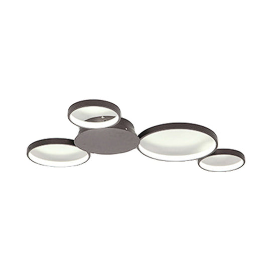 33.5 - 47 Wide White/Brown Ring Light Led Ceiling Flush Mount Lamp In Warm/White/Natural