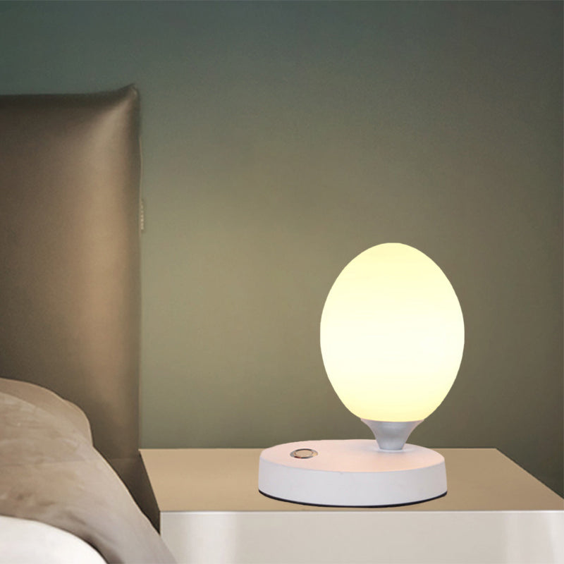 Opal Glass Egg Shell Night Light Macaron Lamp - Single-Bulb Table Stand For Bedside Pink/Blue/Yellow