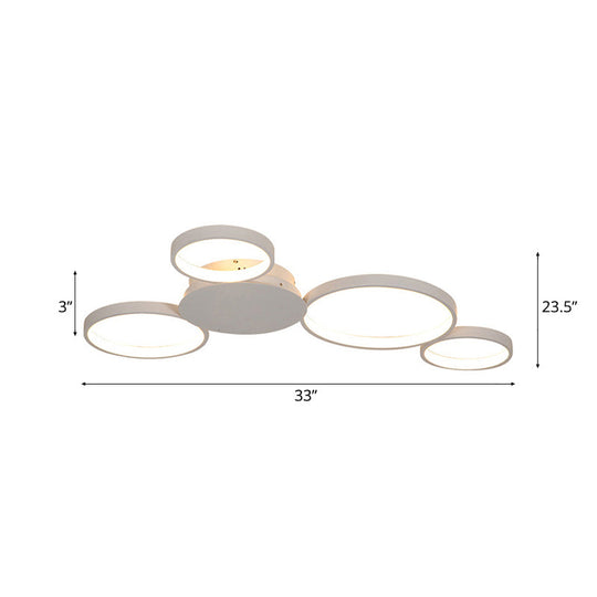 33.5" - 47" Wide White/Brown Ring Light LED Ceiling Flush Mount Lamp in Warm/White/Natural Light