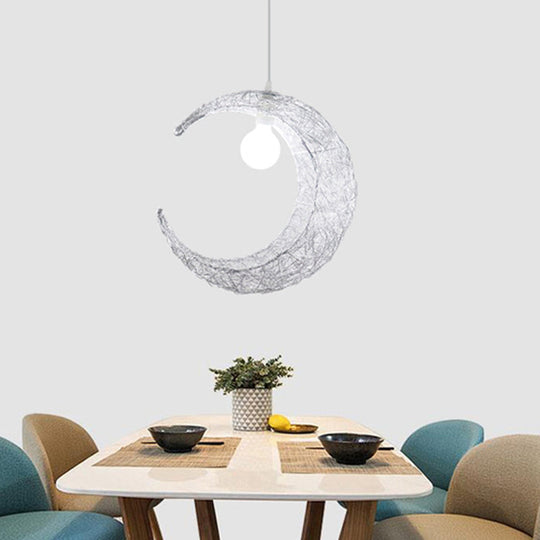 Contemporary Aluminum Wire Woven Crescent Pendant Lamp - 1 Head Silver/Gold Suspended Lighting