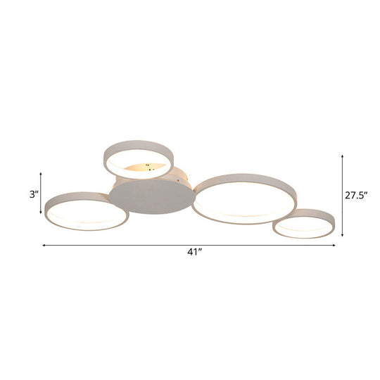 33.5" - 47" Wide White/Brown Ring Light LED Ceiling Flush Mount Lamp in Warm/White/Natural Light