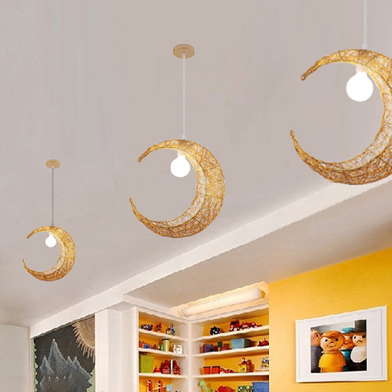 Contemporary Aluminum Wire Woven Crescent Pendant Lamp - 1 Head Silver/Gold Suspended Lighting