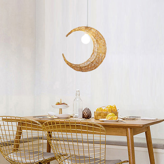 Contemporary Aluminum Wire Woven Crescent Pendant Lamp - 1 Head Silver/Gold Suspended Lighting