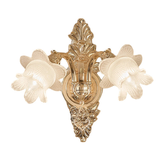 Bluebells Frosted Glass Wall Sconce In Gold For Traditional Family Room