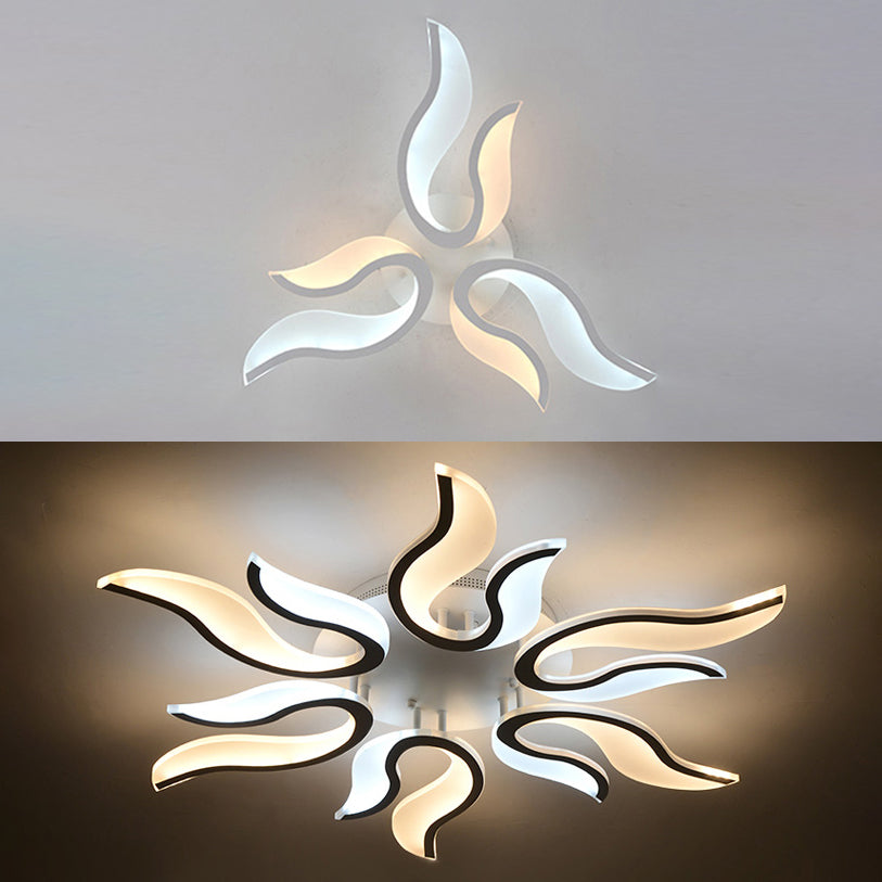 Modern Blossoming LED Flush Mount Light: 3/6/9-Light Acrylic Ceiling Fixture - Warm/White/Natural Light