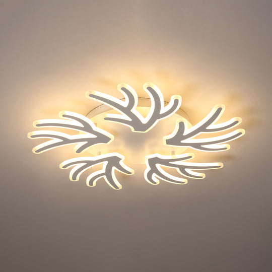 Contemporary Coral Flush Ceiling Light: Acrylic Flushmount With Led Lights In Warm/White/Natural 5 /