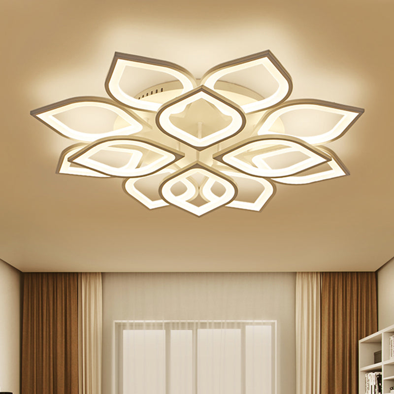 Wide Leaf Flush Ceiling Light - Simple Acrylic LED Flush Mount Fixture in Warm/White/Natural Light, 31.5"/39