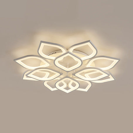 Wide Leaf Flush Ceiling Light - Simple Acrylic LED Flush Mount Fixture in Warm/White/Natural Light, 31.5"/39