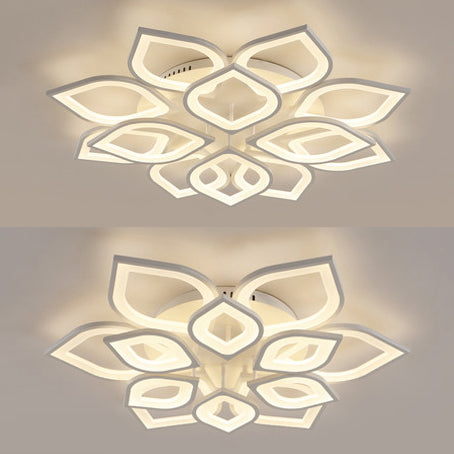 Wide Leaf Flush Ceiling Light - Simple Acrylic LED Flush Mount Fixture in Warm/White/Natural Light, 31.5"/39