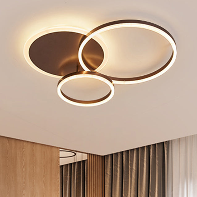 2/3/5-Light Flush Ceiling Light with Brown Acrylic Shade - Warm/White Light for Living Room