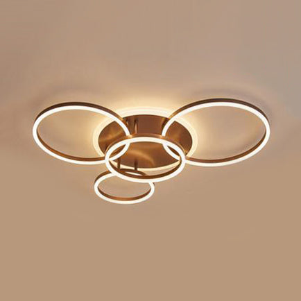 2/3/5-Light Flush Ceiling Light with Brown Acrylic Shade - Warm/White Light for Living Room