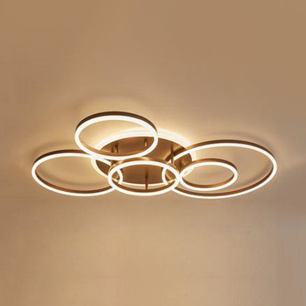 2/3/5-Light Flush Ceiling Light with Brown Acrylic Shade - Warm/White Light for Living Room