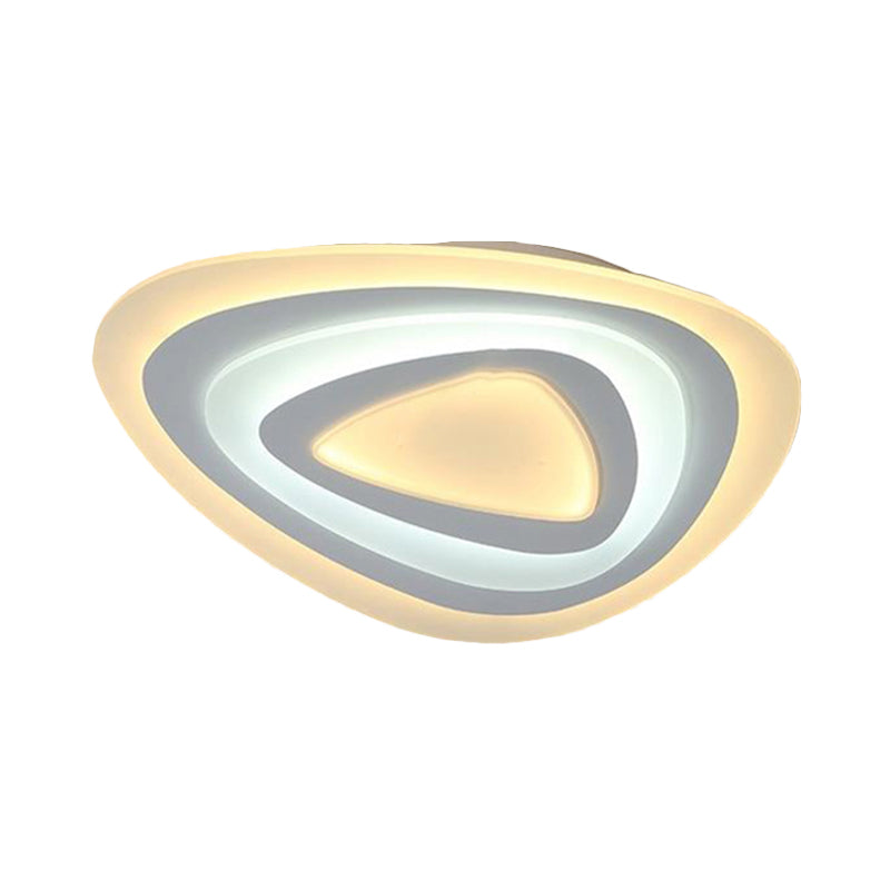 Plafonnier LED ultra fin en acrylique - Lampe encastrée large pour chambre à coucher, taille 19,5"/23,5"/31,5", lumière chaude/blanche - Abat-jour blanc