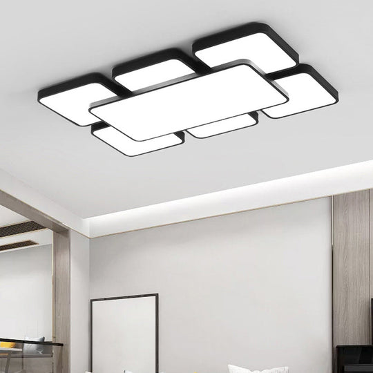 Modernist Style Flush Mount Lamp: Acrylic Shade Ceiling Light, Black/White, 20.5"/24.5", 5/7 Lights