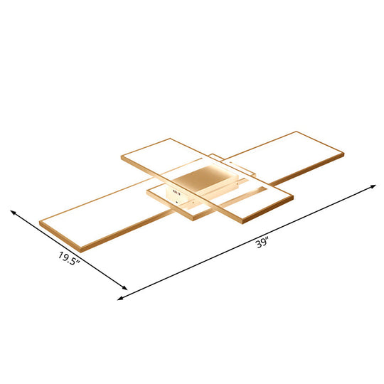 Modern Rectangular Flush Mount LED Light Fixture in Warm/White/Natural Light – Acrylic Finish