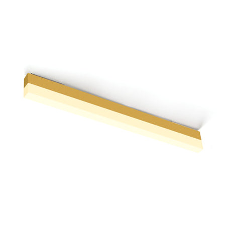 Sleek Led Office Flush Mount: Contemporary Black/Yellow Slim Linear Metal Lamp