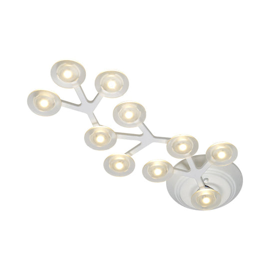 LED Kitchen Flushmount Light with Round Acrylic Shade in Warm/White Light - 7/9/10 Lights, White Flush Ceiling