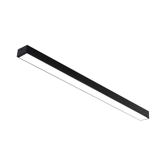 Minimal Metal Led Flush Mount Lamp - Black/Silver Linear Light Fixture | 23.5/35.5/47 Wide Ideal For