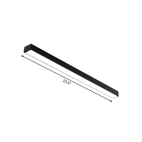 Minimal Metal Led Flush Mount Lamp - Black/Silver Linear Light Fixture | 23.5/35.5/47 Wide Ideal For