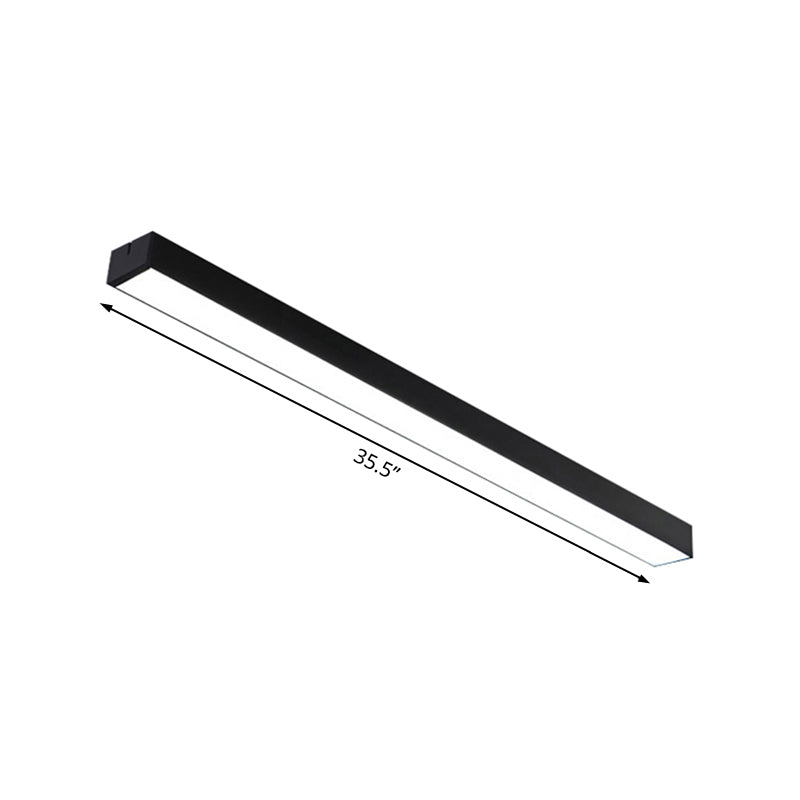 Minimal Metal Led Flush Mount Lamp - Black/Silver Linear Light Fixture | 23.5/35.5/47 Wide Ideal For