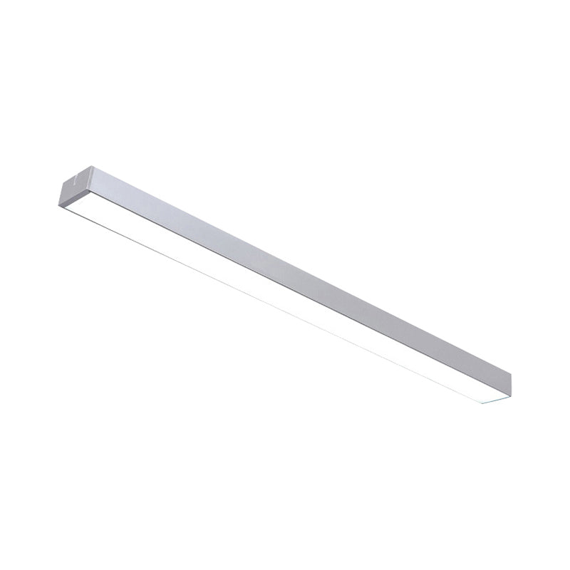 Minimal Metal Led Flush Mount Lamp - Black/Silver Linear Light Fixture | 23.5/35.5/47 Wide Ideal For