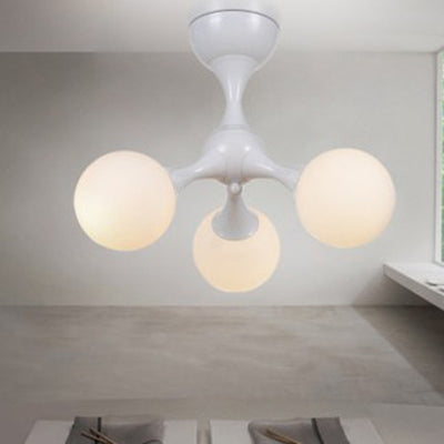 Molecular Nordic Style Semi Flush Light - Frosted Glass, 3 Lights - Chrome/White Ceiling Mounted - Living Room Illumination