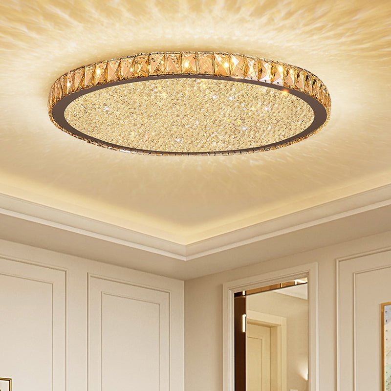 8.5/14/18 Wide Modern Crystal Led Ceiling Light Fixture - Flush Mount Clear/Amber Warm/White Amber /