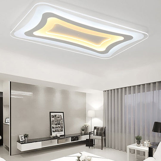 23.5"-47" Wide Rectangular Acrylic Flushmount LED White Ceiling Light in Warm/White Light