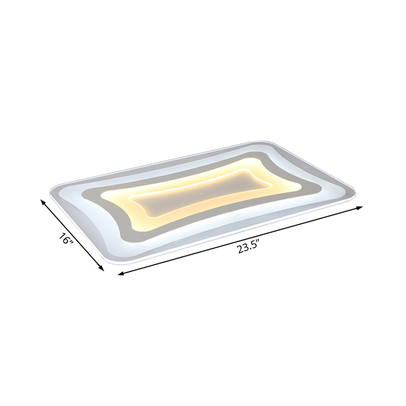 23.5"-47" Wide Rectangular Acrylic Flushmount LED White Ceiling Light in Warm/White Light