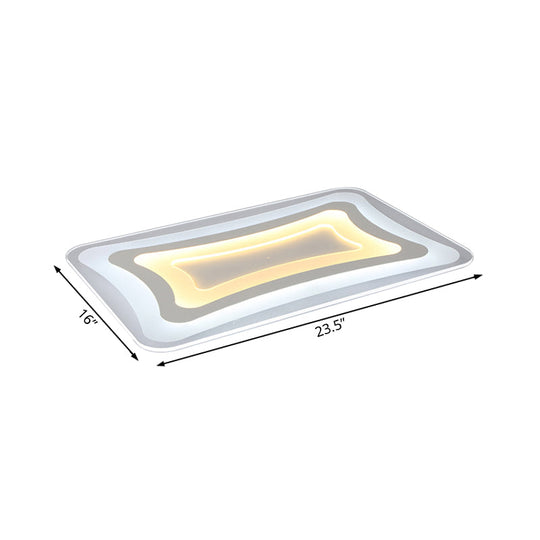 23.5-47 Wide Rectangular Acrylic Flushmount Led White Ceiling Light In Warm/White