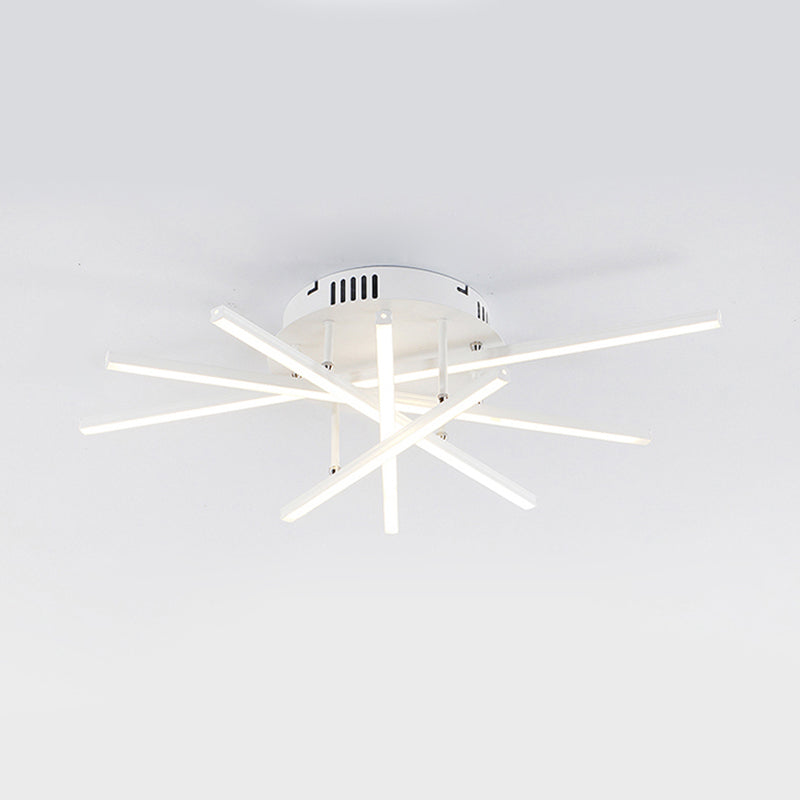 Simplicity Strip Acrylic LED Ceiling Light in Warm/White - Single Semi Flush Fixture