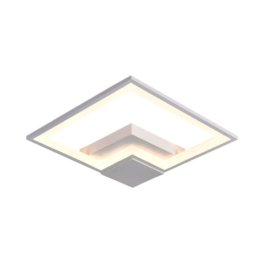 Torch Square Ceiling Lamp Simplicity - Black/White Led Acrylic Flush Mount Light (16/19.5/23.5)