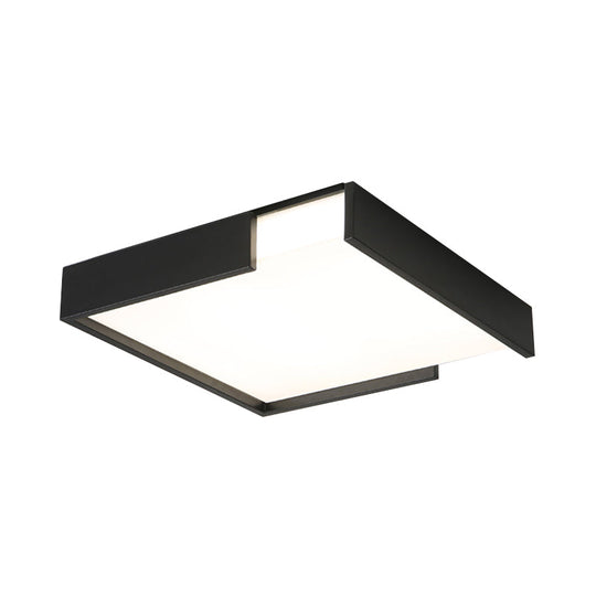 Minimalistic Squared Led Flush Mount Light In Black/White - 16/19.5 Dia For Bedroom With Warm/White