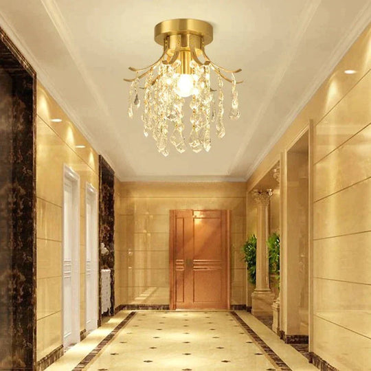 Creative European Crystal Road Lamp Copper Ceiling