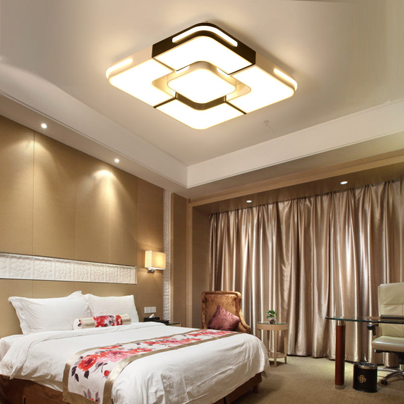 Contemporary White Led Flush Mount Ceiling Light Fixture - 19.5/35.5 Wide Acrylic Lamp For Bedroom