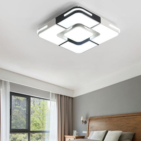 Contemporary White LED Flush Mount Ceiling Light Fixture - 19.5"/35.5" Wide, Acrylic Lamp for Bedroom - Warm/White Light