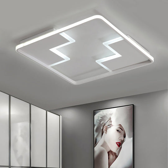 Acrylic Block LED Flush Ceiling Light Fixture - Simplicity Design - 19"/23"/27.5" Wide - White/Black - Warm/White Light