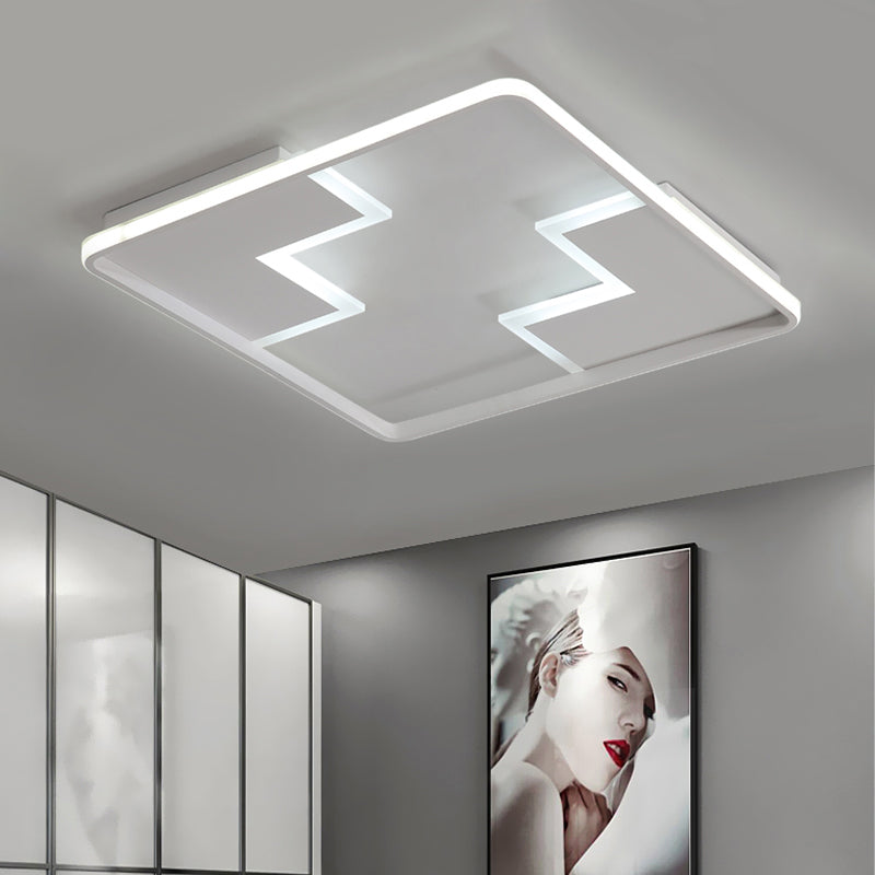 Acrylic Block Led Flush Ceiling Light Fixture - Simplicity Design 19/23/27.5 Wide White/Black