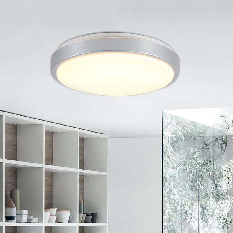 Modern Led Flush Mount Ceiling Light In Silver With Acrylic Shade Available 3 Sizes And Warm/White