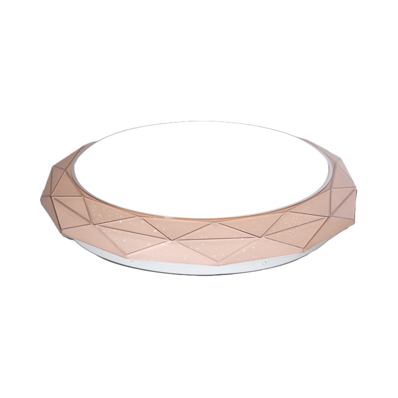 Nordic Diamond Flush Ceiling Light With Led 16/19.5 Diameter In White/Pink/Blue Shades