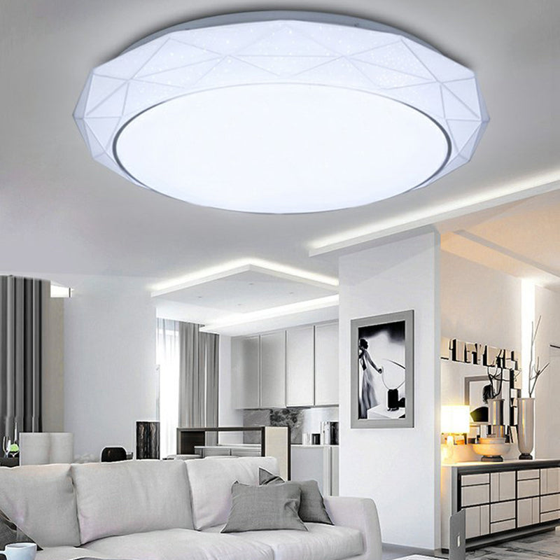 Nordic Diamond Flush Ceiling Light With Led 16/19.5 Diameter In White/Pink/Blue Shades White / 16