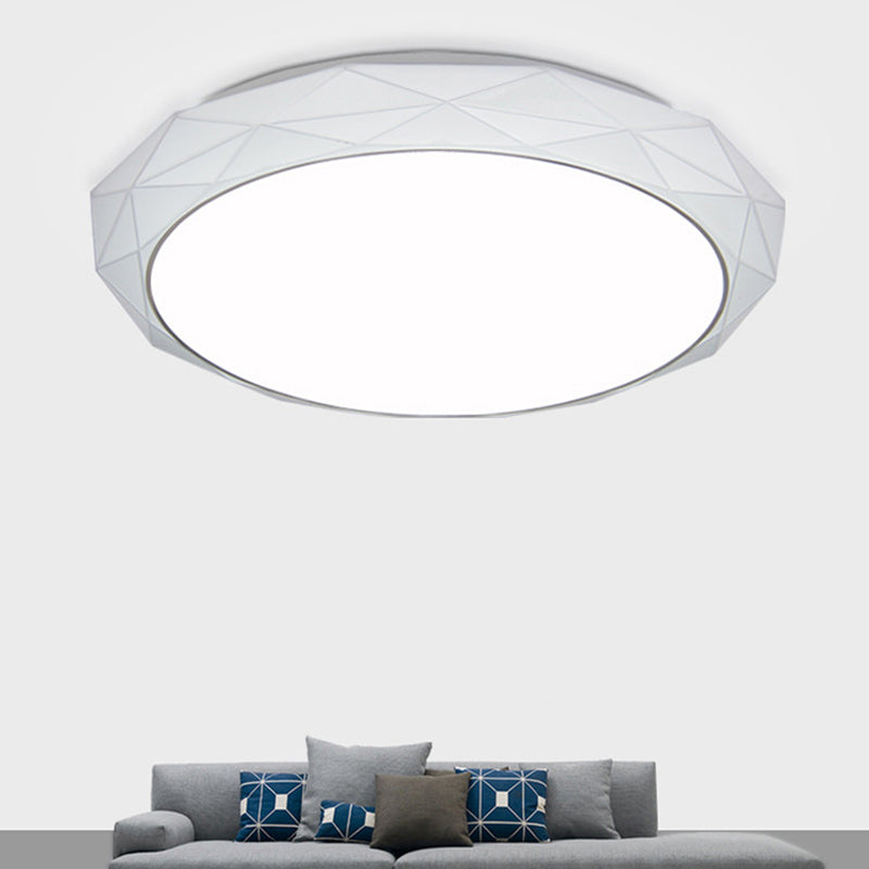 Nordic Diamond Flush Ceiling Light With Led 16/19.5 Diameter In White/Pink/Blue Shades