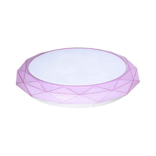 Nordic Diamond Flush Ceiling Light With Led 16/19.5 Diameter In White/Pink/Blue Shades